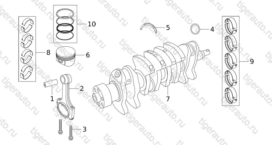 Чертеж CRANKSHAFT CONNECTING ROD SYSTEM (E01AA) Chery Tiggo 5 (T21) CRANKSHAFT CONNECTING ROD SYSTEM (E01AA) Chery Tiggo 5 (T21)