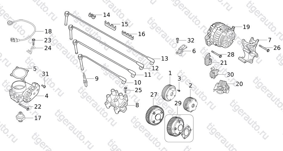 IGNITION SYSTEM, ELECTRONICALLY CONTROLLED COMPONENT (E01AA) Chery Tiggo 5 (T21)