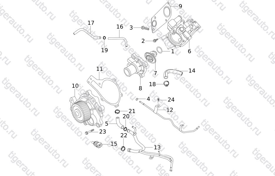 Чертеж COOLING SYSTEM (E01AA) Chery Tiggo 5 (T21) COOLING SYSTEM (E01AA) Chery Tiggo 5 (T21)