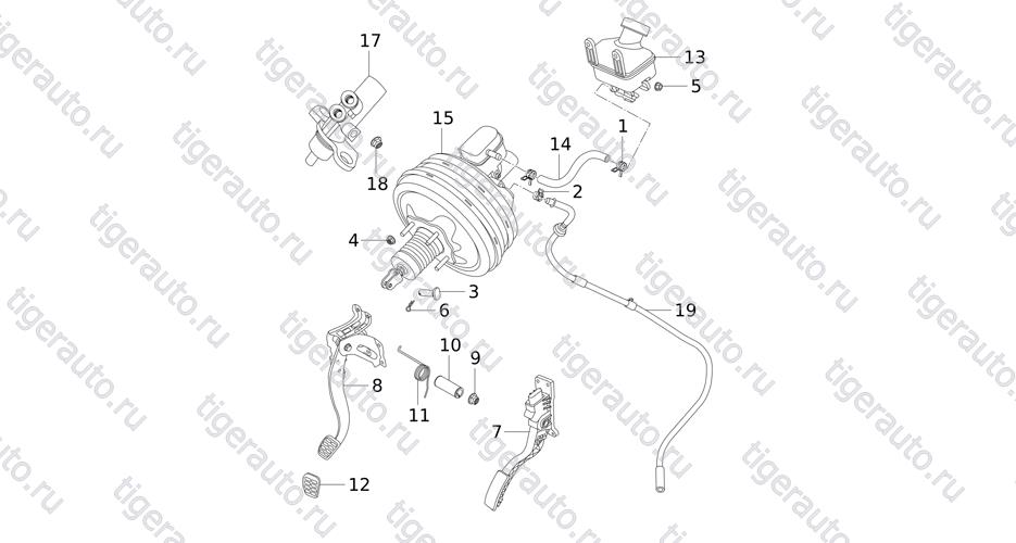 VACUUM BOOSTER AND OPERATION SYSTEM  Chery Tiggo 5 (T21)
