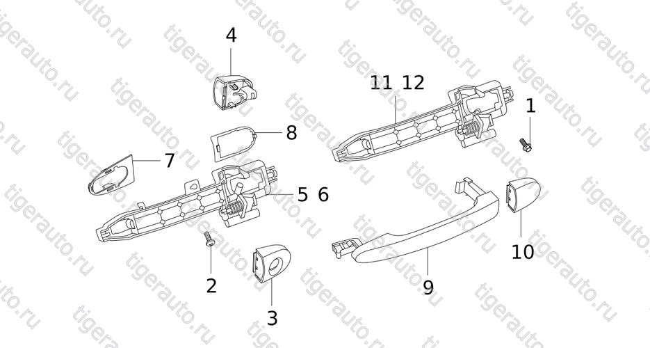 Чертеж DOOR HANDLE (AA) Chery Tiggo 5 (T21) DOOR HANDLE (AA) Chery Tiggo 5 (T21)