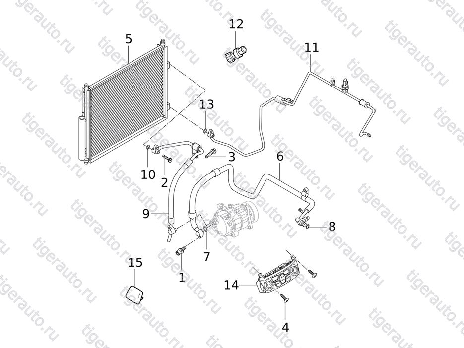 CONDENSER, PIPE, COMPRESSOR SYSTEM  Chery Tiggo 5 (T21)