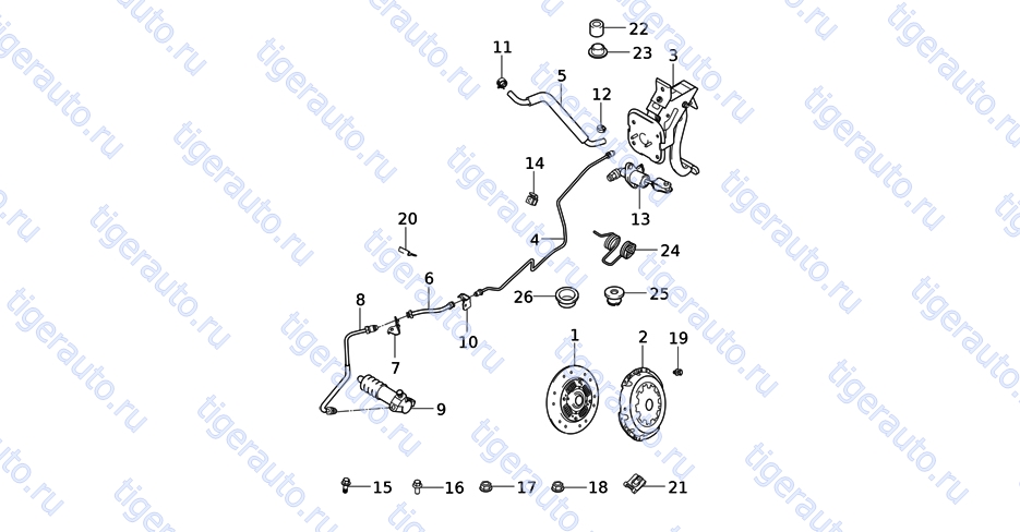 Чертеж CLUTCH OPERATION SYSTEM Chery Very (A13A) CLUTCH OPERATION SYSTEM Chery Very (A13A)