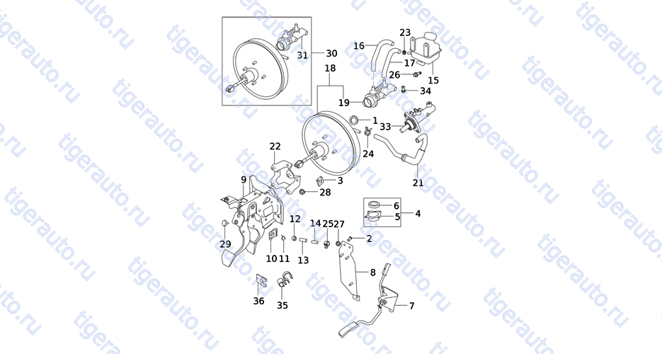 VACUUM BOOSTER AND OPERATION SYSTEM (CA) Chery Very (A13A)