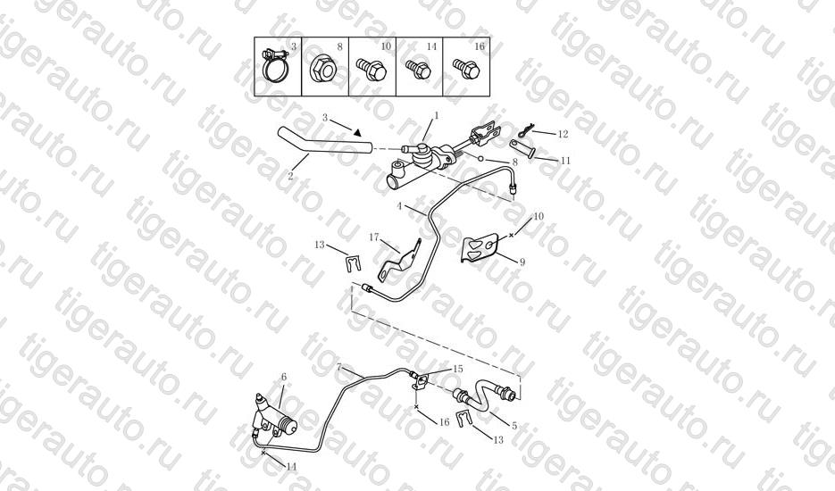 Чертеж CLUTCH PIPE# Geely Vision CLUTCH PIPE# Geely Vision